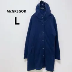 マックレガー ネイビー ロングコート L フード付き アウター シンプル 無地