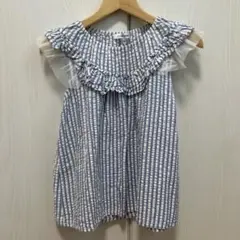 GLOBAL WORK ストライプフリルブラウス XXL