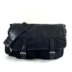 PRADA プラダ ショルダーバッグ ナイロン×レザー ダブルベルトブラック