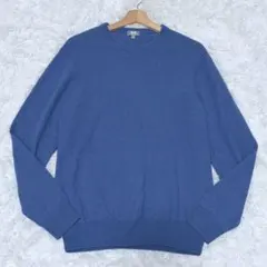 XLカシミヤ100% ユニクロ クルーネック ニット セーター ブルー メンズ