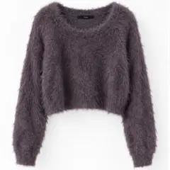 Heather シャギーニット クロップド丈 長袖