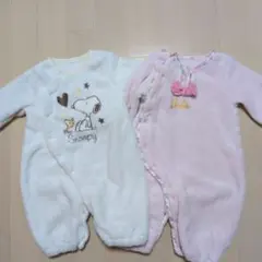 スヌーピー　Barbie　フリース　ロンパース　ツーウェイオール　起毛2枚セット