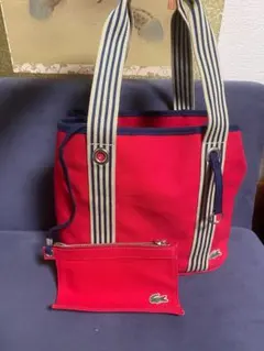 【美品】LACOSTE トートバッグ ピンク ラコステ 旅行 スポーツのサムネイル