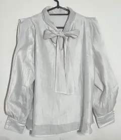 snidel スナイデル オーガンジーシースルーブラウス バックリボン ボウタイ