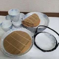 【新品未使用】(たち吉)そば猪口 皿 すのこ 5人分蕎麦セットのサムネイル