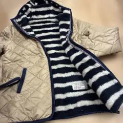リバーシブル　キルティングジャケット ベージュ ストライプ