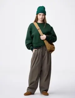 GU ジーユー バレルレッグプルオンパンツ オリーブ Sサイズ