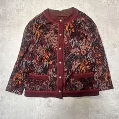 00's vintage フラワープリント ノーカラージャケット