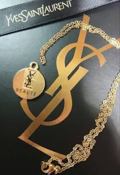 【正規 未使用】YVES SAINT LAURENT丸ロゴ黒/ネックレスチェーン