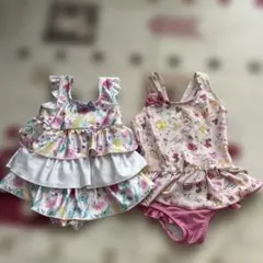 女の子用ワンピース水着 80、90cm フリル付き