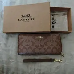 使用感少！COACH シグネチャー 長財布ロングウォレット ヘリテージ