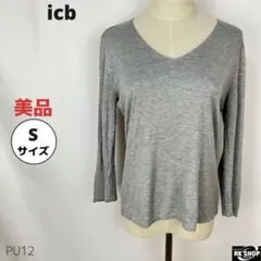 icb オンワード樫山　トップス　カットソー　長袖　Vネック　ラメ入　Sサイズ