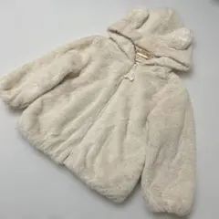 【美品】くま耳付き ふわふわボアジャケット アイボリー