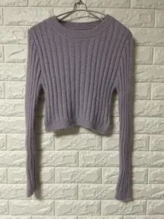 GRL グレイル ラベンダー リブ編み クロップドニット 長袖 サイズF 美品