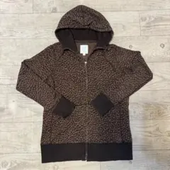 ユニクロ　XL ブラウン 豹柄フード付きパーカー