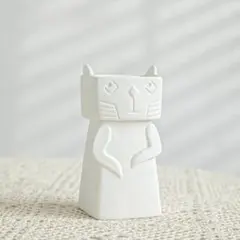 ネコセラミック花瓶（ホワイト）ネコ置物インテリア置物北欧風フラワー観葉植物048