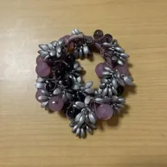 紫の花モチーフ ヘアゴム