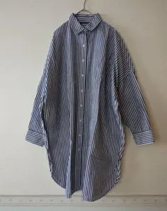 Nina CLIP ストライプ ロングシャツ