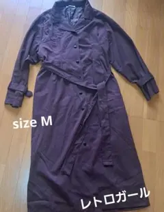 レトロガール レディース ロングコート トレンチ ブラウン