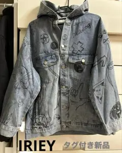 アイリー 落書きプリントデニム パーカージャケット　Fサイズ