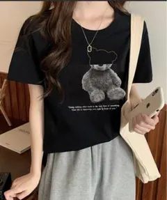 Bifrost クマプリント　Tシャツ　ブラック　トップス カットソーのサムネイル