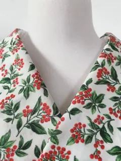 半衿　1924 シーチング　クリスマス　キラキラ　柊　ゴールドラメ