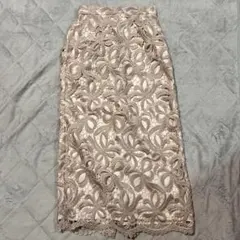 GRLピンクベージュ レース タイトスカート ロング