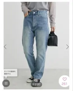 グリーンパークス ストレートデニムパンツ M