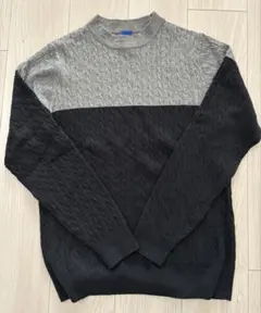 ★美中古AOKIニット セーター グレー ブラック バイカラー メンズM★