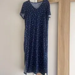 美品✨【L】JOYSPUN ネイビー 星柄 半袖ワンピース