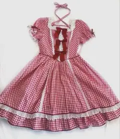 BABY♡ギンガムチェックワンピース♡エンジ
