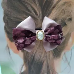 インド刺繍花柄リボンヘアアクセサリー