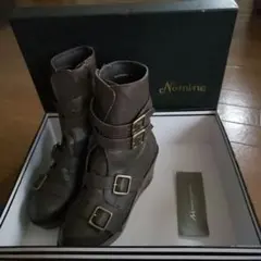 Nomine ブラウン レザー ウェッジブーツ　エコメルカリ便100円引き