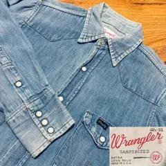 WRANGLER【usa製70s】デニムシャツ　ブルー　青M相当白タグウエスタン