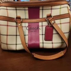 Coach チェック柄 ボストンバッグ