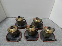 桃山華　蓋付き マグカップ 茶碗蒸し　5客セット 和食器 スプーン・トレー付きのサムネイル