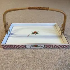 たち吉 桃絵 手付き角皿 菓子皿 陶器 伝統工芸