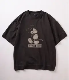 ミッキーマウス　両面プリントTシャツ　メンズLサイズ　ヴィンテージ風　ブラック系