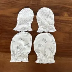 ベビー用　ミトン　2点セット 動物柄 ドット柄