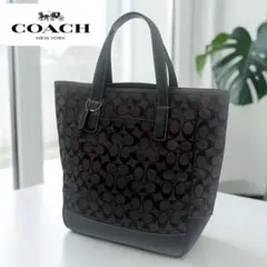 COACH トートバッグ 黒 ベージュ ナイロン×レザー 縦長 7707 - メルカリ