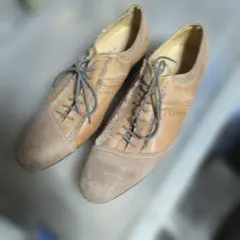 ブラウンレザー カジュアルシューズ レースアップ