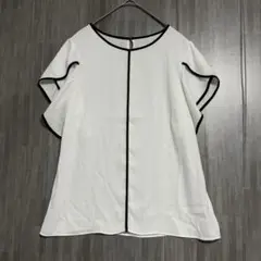 ノーリーズ　配色フリルスリーブ ブラウス　【美品】　白　38 / M