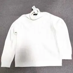 ナノユニバース 7Gワッフルタートルニット XL ホワイト 909