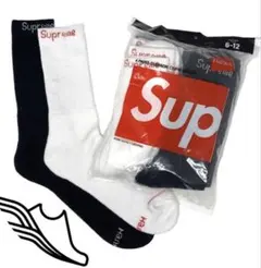 Supreme クルーソックス 2足セット 6-12