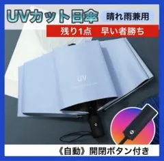 ブルー UVカット 晴雨兼用　折りたたみ 日傘　ワンタッチ　自動開閉