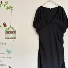 FLORENT /Vネックワンピース 上品 美シルエット 日本製 黒のサムネイル