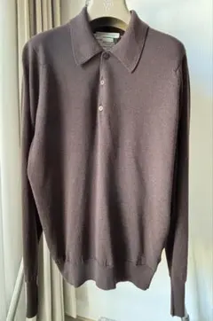 ジョンスメドレー　ニットポロ　サイズS ダークブラウン