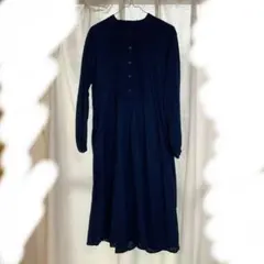 【新品未使用】無印良品 ワンピース婦人 インディゴ染め長袖ワンピースレディース