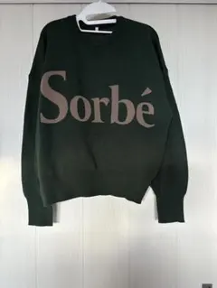 新品未使用Sorbé ロゴ入り ダークグリーン ニット Lサイズ