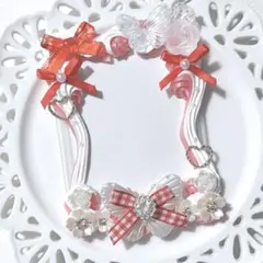 トレカケース ホイップデコ 推し活 白 赤 レッド リボン No.206